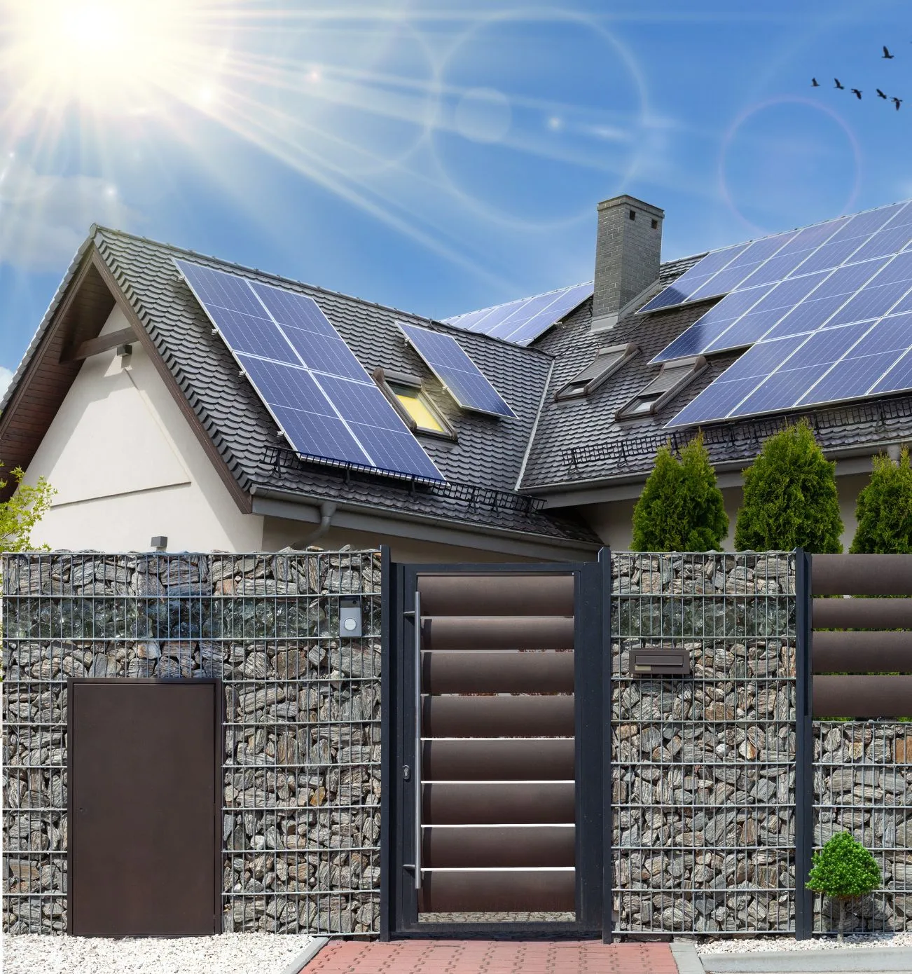 Premium residential solar panel system installed by NeighborSun on a modern home in Southern California.