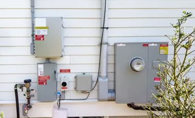 Outdoor installation of a solar battery management system with safety disconnects by NeighborSun.